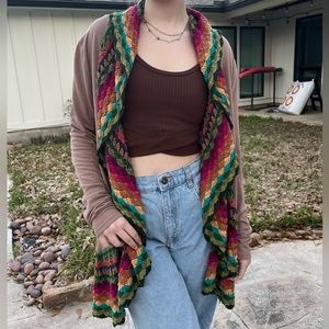 Multicolor Unique Vintage Boho Chic Knit Cardigan